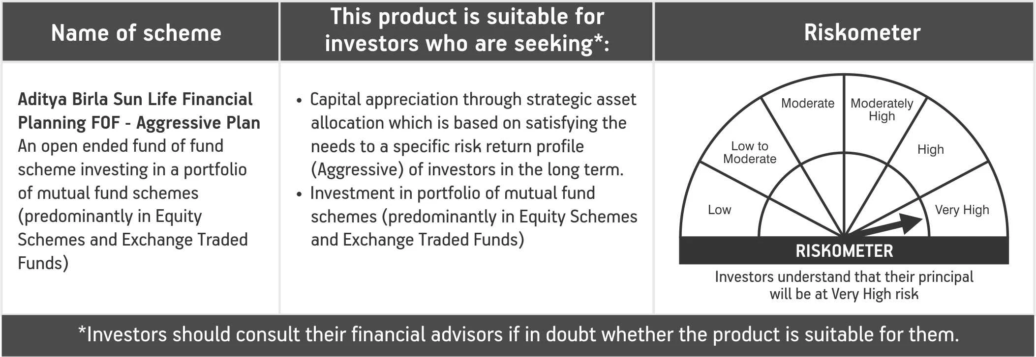 ABSL Financial Planning FOF Aggressive Plan Riskometer